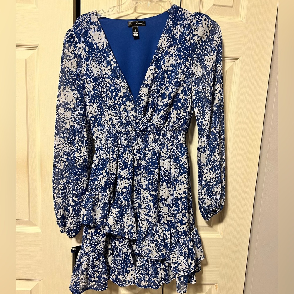 Aqua Blue Shimmer tiered dress